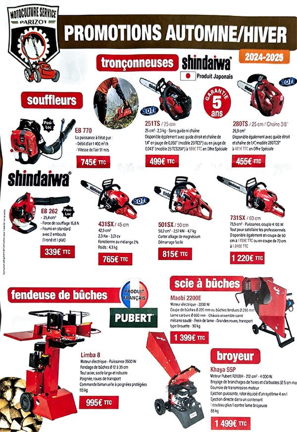 Entretien hivernal et promotions motoculture Bourg en Bresse